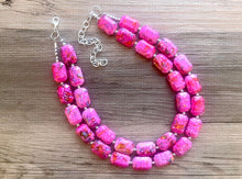 Load image into Gallery viewer, Paint splatter pink Necklace, 2 Strand Statement Jewelry, blue pink Chunky bib bridesmaid everyday bubble jewelry earrings, baby pink