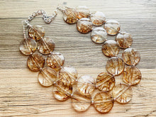 Load image into Gallery viewer, Tree of Life Jewelry, Chocolate Mocha Necklace, Double strand brown jewelry, big beaded bib chunky statement necklace, chunky bib branches