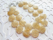 Load image into Gallery viewer, Champagne Crackle Chunky Statement Necklace, Big beaded jewelry, light brown statement chunky champagne jewelry, beaded earrings big bead
