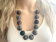 Load image into Gallery viewer, Metallic silver gold & gunmetal Jewelry, Mixed Metal Jewelry, silver Jewelry, metal single strand chunky statement beaded jewels, bubble