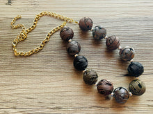 Load image into Gallery viewer, Metallic silver gold & gunmetal Jewelry, Mixed Metal Jewelry, silver Jewelry, metal single strand chunky statement beaded jewels, bubble