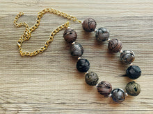 Load image into Gallery viewer, Metallic silver gold & gunmetal Jewelry, Mixed Metal Jewelry, silver Jewelry, metal single strand chunky statement beaded jewels, bubble