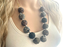 Load image into Gallery viewer, Metallic silver gold & gunmetal Jewelry, Mixed Metal Jewelry, silver Jewelry, metal single strand chunky statement beaded jewels, bubble