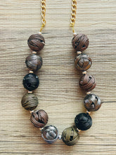 Load image into Gallery viewer, Metallic silver gold & gunmetal Jewelry, Mixed Metal Jewelry, silver Jewelry, metal single strand chunky statement beaded jewels, bubble