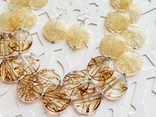 Load image into Gallery viewer, Champagne Crackle & Brown Chunky Statement Necklace, Big beaded jewelry, light brown chunky champagne jewelry, beaded earrings big bead