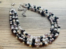 Load image into Gallery viewer, CHECKMATE I Couldn’t Lose Necklace, Black & White Statement Necklace, multi strand jewelry, big beaded chunky statement necklace, neutral