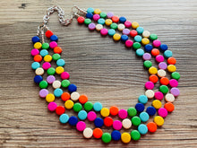Load image into Gallery viewer, Tropical Rainbow Vacation Beaded Necklace, Colorful Jewelry Chunky statement necklace lentil beaded necklace jewelry red pink blue green