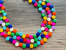Load image into Gallery viewer, Tropical Rainbow Vacation Beaded Necklace, Colorful Jewelry Chunky statement necklace lentil beaded necklace jewelry red pink blue green