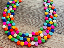 Load image into Gallery viewer, Tropical Rainbow Vacation Beaded Necklace, Colorful Jewelry Chunky statement necklace lentil beaded necklace jewelry red pink blue green