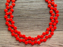 Load image into Gallery viewer, Tomato Red Orange Double Statement Necklace, Chunky Jewelry Big Beaded Necklace, colorful Necklace, Jewelry bubble Earrings