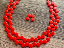 Load image into Gallery viewer, Tomato Red Orange Double Statement Necklace, Chunky Jewelry Big Beaded Necklace, colorful Necklace, Jewelry bubble Earrings