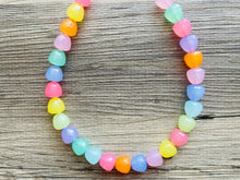 Load image into Gallery viewer, Summer Gumdrops Rainbow Statement Necklace, colorful chunky jewelry, single strand pride chunky beaded necklace, bubble necklace