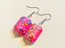 Load image into Gallery viewer, Paint splatter pink Necklace, 2 Strand Statement Jewelry, blue pink Chunky bib bridesmaid everyday bubble jewelry earrings, baby pink