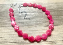 Load image into Gallery viewer, Big Bead pink Necklace, 1 Strand Statement Jewelry, magenta pink Chunky bib bridesmaid, hot pink jewelry, dark pink necklace earring set