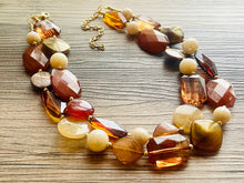 Load image into Gallery viewer, Brown Butter Gold chunky necklace, brown beaded jewelry, resin beaded Mocha necklace, brown beaded necklace, cinnamon necklace