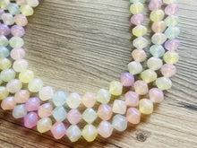 Load image into Gallery viewer, Day Glow Multi-Color Rainbow Necklace, pastel Chunky Statement Necklace Happy Bright Summer Jewelry, big beaded jewelry geometric white