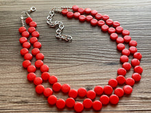 Load image into Gallery viewer, Tomato Red Orange Double Statement Necklace, Chunky Jewelry Big Beaded Necklace, colorful Necklace, Jewelry bubble Earrings