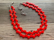 Load image into Gallery viewer, Tomato Red Orange Double Statement Necklace, Chunky Jewelry Big Beaded Necklace, colorful Necklace, Jewelry bubble Earrings