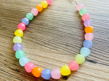 Load image into Gallery viewer, Summer Gumdrops Rainbow Statement Necklace, colorful chunky jewelry, single strand pride chunky beaded necklace, bubble necklace