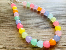 Load image into Gallery viewer, Summer Gumdrops Rainbow Statement Necklace, colorful chunky jewelry, single strand pride chunky beaded necklace, bubble necklace