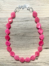 Load image into Gallery viewer, Big Bead pink Necklace, 1 Strand Statement Jewelry, magenta pink Chunky bib bridesmaid, hot pink jewelry, dark pink necklace earring set