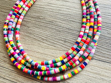 Load image into Gallery viewer, Ultimate Rainbow Statement Necklace, Colorful Beaded Necklace, Chunky bib necklace, Roy G Biv necklace, bright jewelry, bridesmaid pride