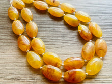 Load image into Gallery viewer, Firey Marigold Chunky Statement Necklace, Big beaded jewelry, red orange Statement Necklace, Bib necklace, yellow bridesmaid wedding