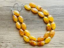 Load image into Gallery viewer, Firey Marigold Chunky Statement Necklace, Big beaded jewelry, red orange Statement Necklace, Bib necklace, yellow bridesmaid wedding