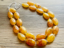 Load image into Gallery viewer, Firey Marigold Chunky Statement Necklace, Big beaded jewelry, red orange Statement Necklace, Bib necklace, yellow bridesmaid wedding