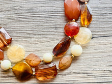 Load image into Gallery viewer, Brown Butter Gold chunky necklace, brown beaded jewelry, resin beaded Mocha necklace, brown beaded necklace, cinnamon necklace