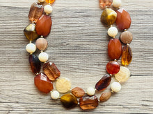 Load image into Gallery viewer, Brown Butter Gold chunky necklace, brown beaded jewelry, resin beaded Mocha necklace, brown beaded necklace, cinnamon necklace