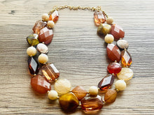 Load image into Gallery viewer, Brown Butter Gold chunky necklace, brown beaded jewelry, resin beaded Mocha necklace, brown beaded necklace, cinnamon necklace