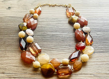 Load image into Gallery viewer, Brown Butter Gold chunky necklace, brown beaded jewelry, resin beaded Mocha necklace, brown beaded necklace, cinnamon necklace