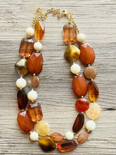 Load image into Gallery viewer, Brown Butter Gold chunky necklace, brown beaded jewelry, resin beaded Mocha necklace, brown beaded necklace, cinnamon necklace