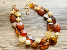 Load image into Gallery viewer, Brown Butter Gold chunky necklace, brown beaded jewelry, resin beaded Mocha necklace, brown beaded necklace, cinnamon necklace