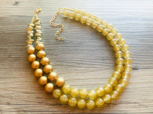Load image into Gallery viewer, Gold on Gold Big Bead Necklace, Statement Jewelry, glitter gold Chunky bib, bridesmaids necklace, wedding necklace, bridesmaid jewelry