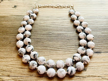 Load image into Gallery viewer, Black & White Swirl Statement Necklace, multi strand jewelry, big beaded chunky statement necklace, neutral geometric bead tie dye