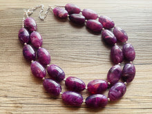 Load image into Gallery viewer, Swirled purple Chunky Statement Necklace and earrings Set, Beaded purple Jewelry, purple bib necklace, purple earrings, lilac jewelry