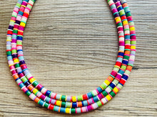 Load image into Gallery viewer, Ultimate Rainbow Statement Necklace, Colorful Beaded Necklace, Chunky bib necklace, Roy G Biv necklace, bright jewelry, bridesmaid pride