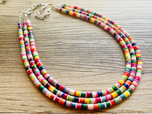 Load image into Gallery viewer, Ultimate Rainbow Statement Necklace, Colorful Beaded Necklace, Chunky bib necklace, Roy G Biv necklace, bright jewelry, bridesmaid pride