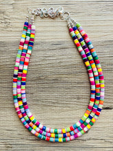 Load image into Gallery viewer, Ultimate Rainbow Statement Necklace, Colorful Beaded Necklace, Chunky bib necklace, Roy G Biv necklace, bright jewelry, bridesmaid pride