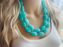 Load image into Gallery viewer, SpearMint Statement Necklace, Chunky Beaded Necklace, Mint Green Jewelry, Spring Jewelry, green Necklace, green beaded necklace, double