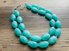 Load image into Gallery viewer, SpearMint Statement Necklace, Chunky Beaded Necklace, Mint Green Jewelry, Spring Jewelry, green Necklace, green beaded necklace, double
