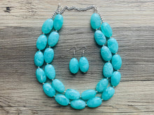 Load image into Gallery viewer, SpearMint Statement Necklace, Chunky Beaded Necklace, Mint Green Jewelry, Spring Jewelry, green Necklace, green beaded necklace, double