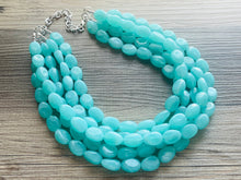 Load image into Gallery viewer, SpearMint 5 strand Statement Necklace, Chunky Beaded Necklace, Mint Green Jewelry, Spring Jewelry, green thick Necklace, green beaded