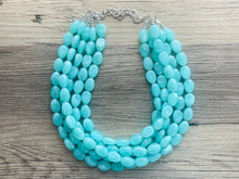 Load image into Gallery viewer, SpearMint 5 strand Statement Necklace, Chunky Beaded Necklace, Mint Green Jewelry, Spring Jewelry, green thick Necklace, green beaded