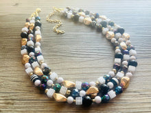 Load image into Gallery viewer, Boudoir Blanco Chunky Statement Necklace, white necklace, gold and black neutral necklace, wedding bridesmaid chunky neutral evening costume