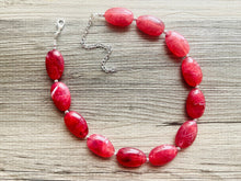 Load image into Gallery viewer, Bright Cherry Red Single Strand Big Beaded Statement Necklace, red beaded necklace, red bridesmaid necklace jewelry, red drop earrings
