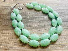 Load image into Gallery viewer, Winter Mint Statement Necklace, Chunky Beaded Necklace, Mint Green Jewelry, Spring Jewelry, green Necklace, green beaded necklace, double