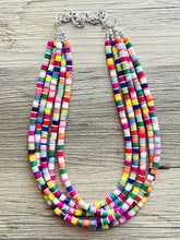 Load image into Gallery viewer, Ultimate Rainbow Statement Necklace, Colorful Beaded Necklace, Chunky bib necklace, Roy G Biv necklace, bright jewelry, bridesmaid pride